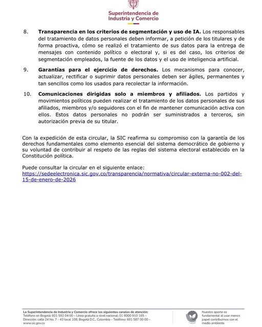 La SuperIndustria expidió instrucciones a partidos políticos, candidatos, campañas, entre otro...