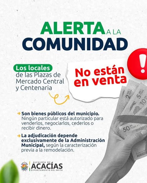 ¡AVISO IMPORTANTE A LA COMUNIDAD!‼ LOS LOCALES DE LAS PLAZAS DE MERCADO