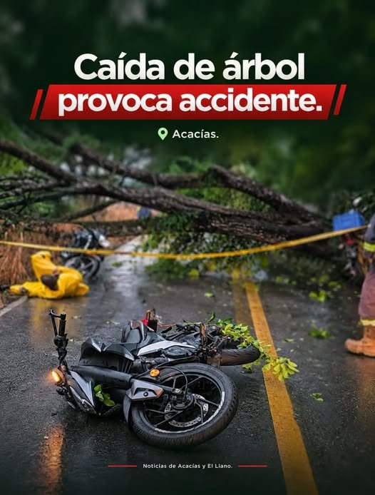 #Acacías | Accidente vial deja dos personas heridas tras caída de árbol
