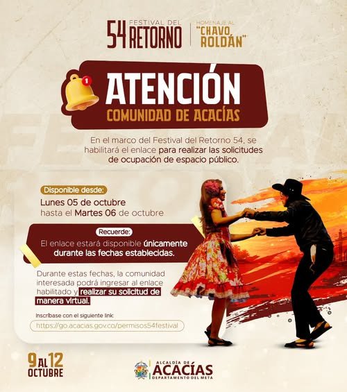 ATENCIÓN, COMUNIDAD DE ACACÍAS A partir de mañana, 5 de octubre, estará