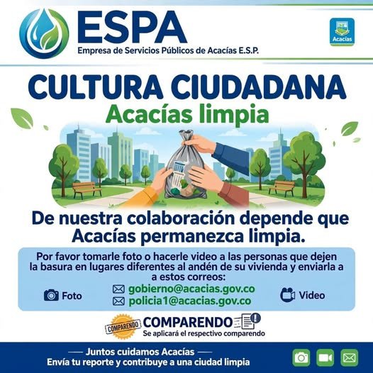 #Acacías #CulturaCiudadana Desde la Empresa de Servicios Públicos de Acacias ESP invitan