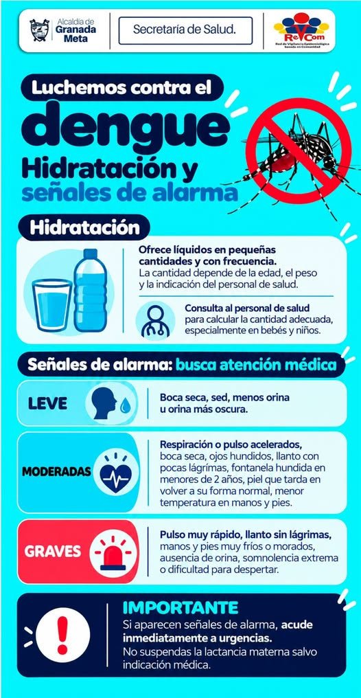 La hidratación y la atención oportuna son esenciales en el Dengue. Durante